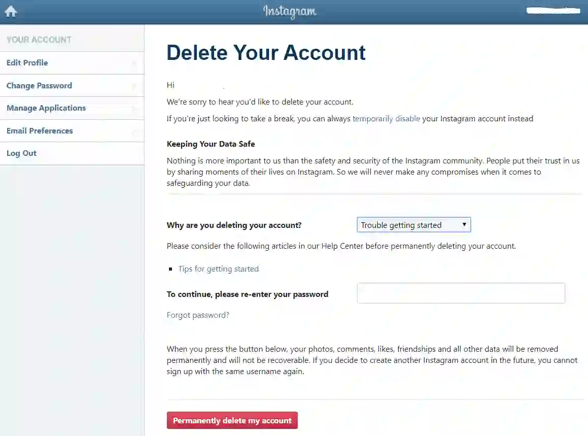  Delete Instagram account of How to delete your an Instagram account..